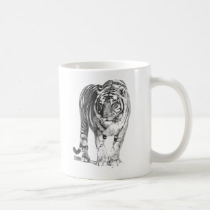 Realistische Hand gezeichneter bengalischer Tiger Tasse