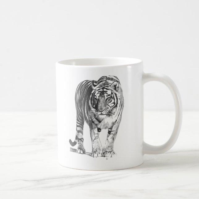 Realistische Hand gezeichneter bengalischer Tiger Tasse (Rechts)