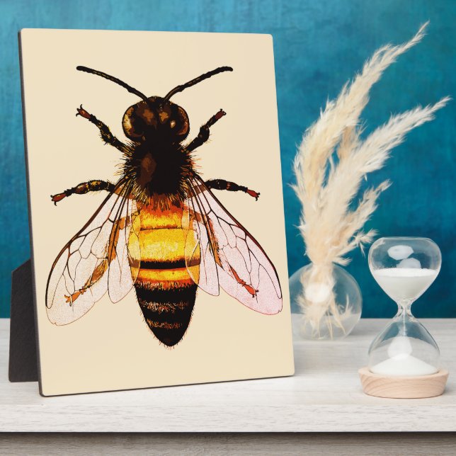 Realistische Honey Bee Art Illustration Fotoplatte (Seite)