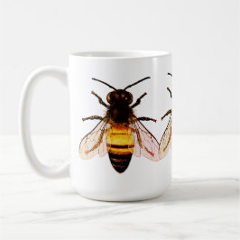 Realistische Honey Bee Art Illustration Kaffeetasse