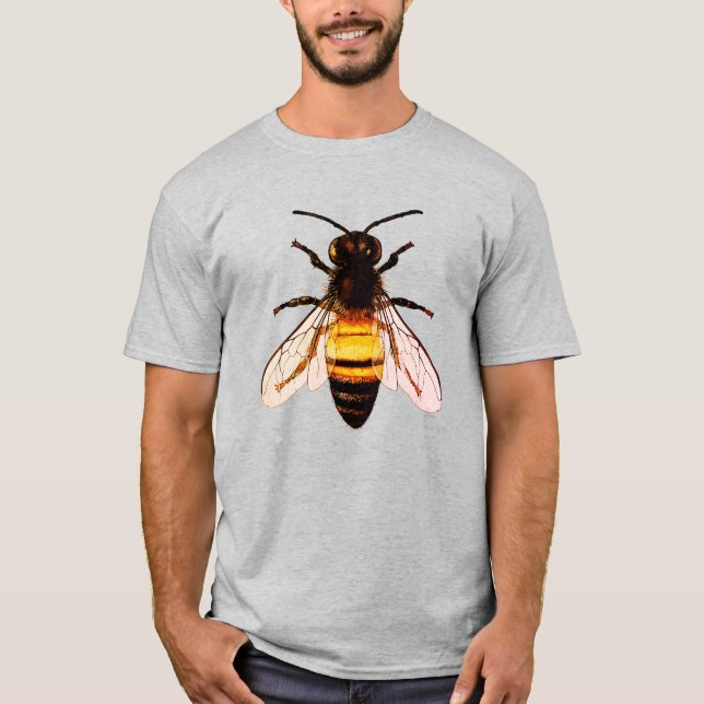 Realistische Honey Bee Art Illustration T-Shirt (Vorderseite)