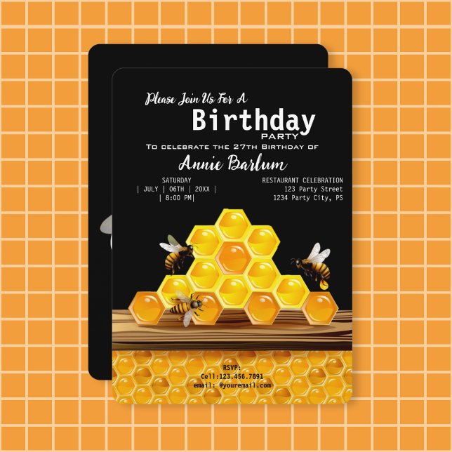 Realistische Honigbiene & Honeycomb Einladung zum  (Buzzworthy Celebrations Begin Here.)