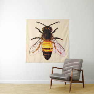 Realistische Honigbienen-Kunstillustration Wandteppich