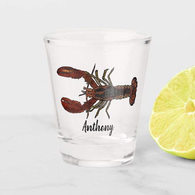 Realistische Hummer-Illustration Personalisiert Schnapsglas (Vorderseite)