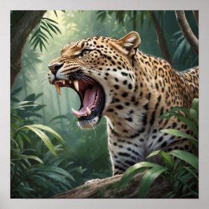 Realistische Illustration über das Roaring Leopard Poster