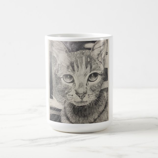 Realistische Katze Zeichnend Tasse  (Mittel)