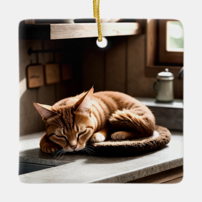 Realistische Katzenfotografie in der Kunstfotograf Keramikornament (Vorderseite)