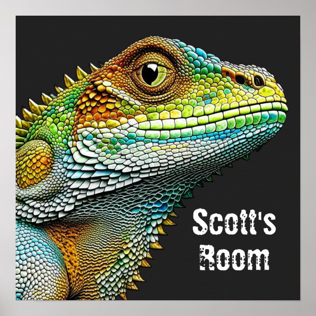 Realistische Lizard Iguana Personalisiert Poster (Vorne)