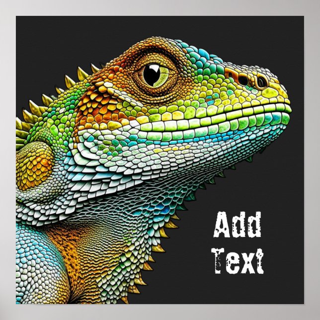 Realistische Lizard Iguana Personalisiert Poster (Vorne)