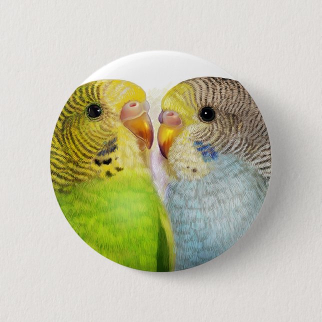 Realistische Malerei der Budgerigars Button (Vorderseite)