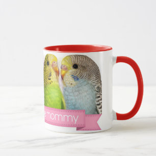 Realistische Malerei der Budgerigars Tasse