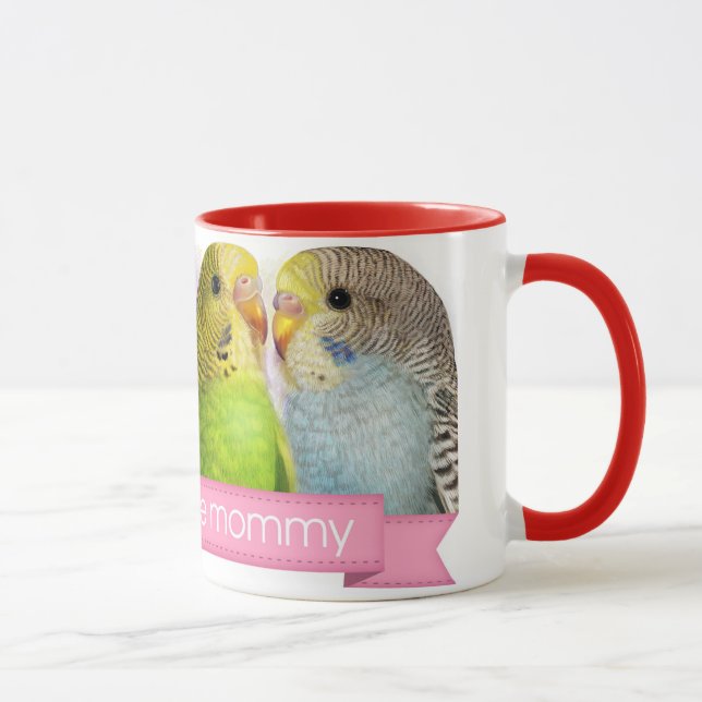 Realistische Malerei der Budgerigars Tasse (Rechts)