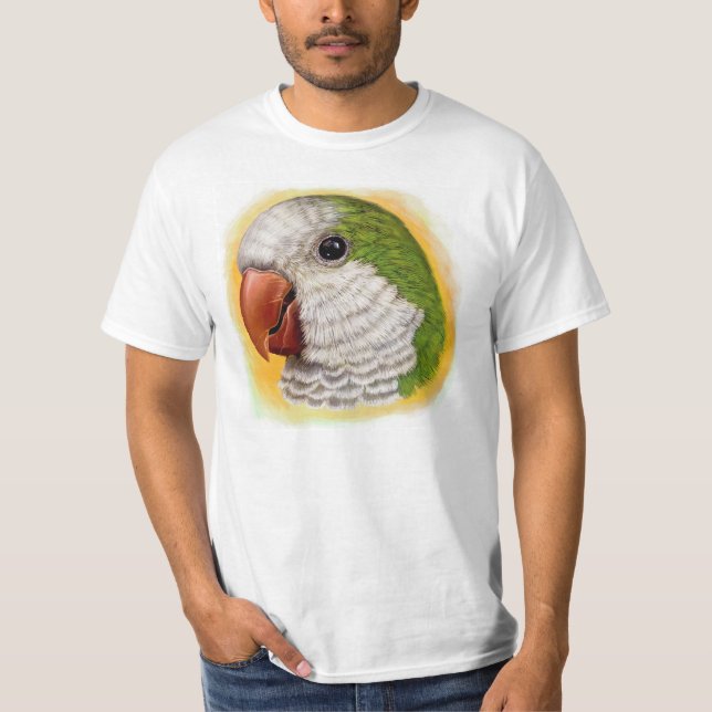Realistische Malerei des Quäkerpapageien T-Shirt (Vorderseite)
