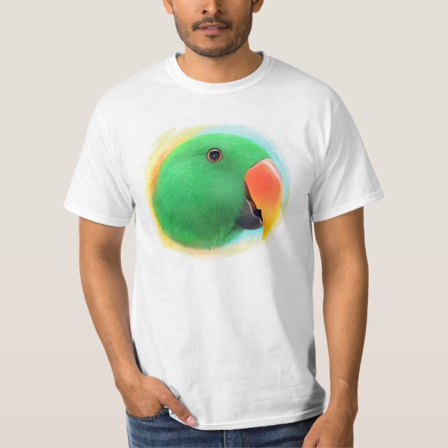 Realistische Malerei Eclectus Papageien T-Shirt (Vorderseite)