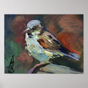 realistische Malerei, Spatzen Poster