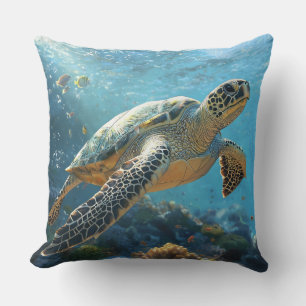 Realistische Meeresschildkröte 🐢 Meeresdeco Kissen