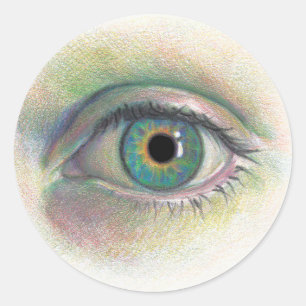 Realistische menschliche Augen Kunst in Regenbogen Runder Aufkleber