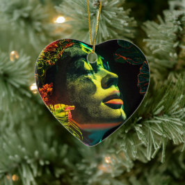 Realistische Neon Woman , leuchtende Coralpunk Art Keramik Ornament