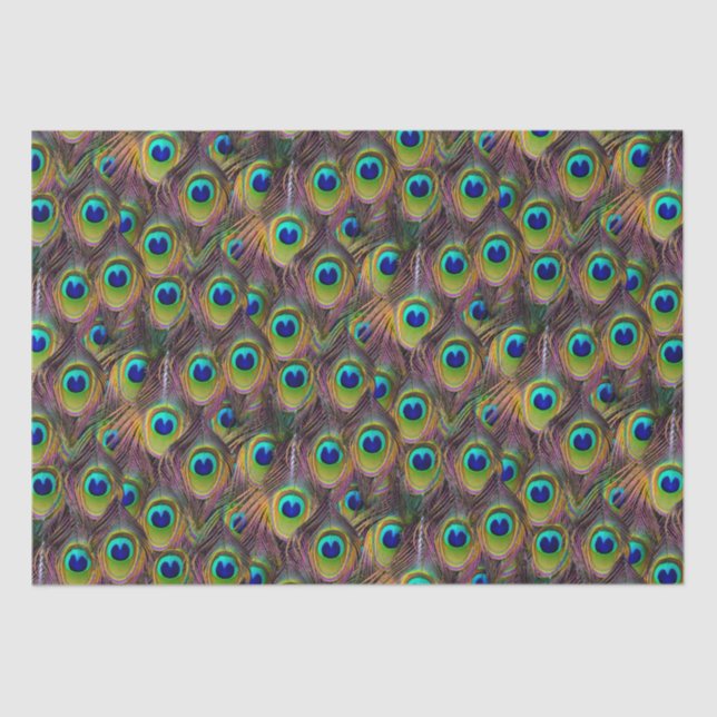 Realistische Peacock Feathers Bohemisch Seidenpapier (Vorderseite)