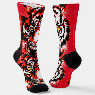 Realistische Red Tiger Head Socks - Tiger Socks Socken