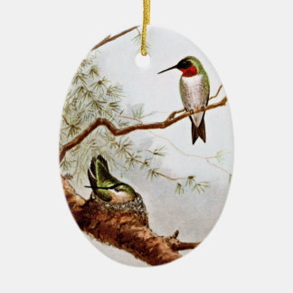 Realistische Rubin-Throated Kolibri-Kunst Keramikornament