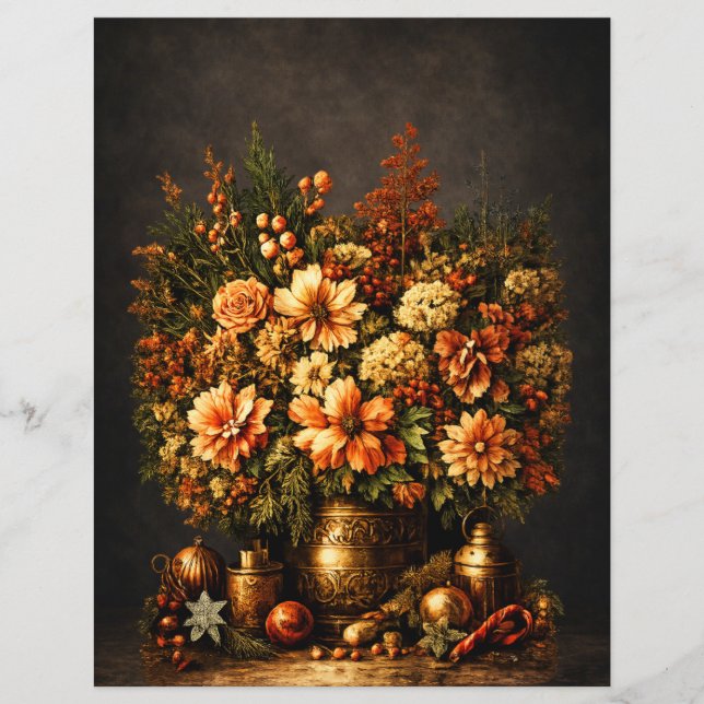 Realistische rustikale Weihnachtsblumen Scrapbook  (Vorderseite)