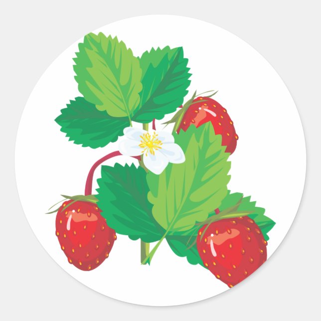 realistische saftige Erdbeeren Runder Aufkleber (Vorderseite)