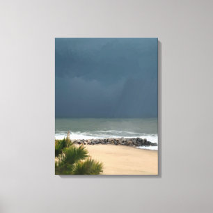 Realistische Seeküche Delaware Beach Rain Leinwanddruck