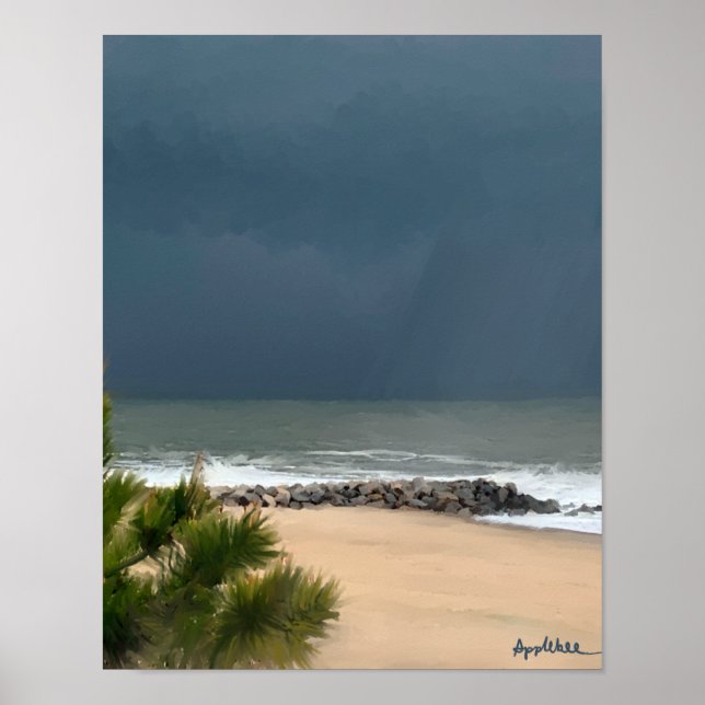 Realistische Seeküche Delaware Beach Rain Poster (Vorne)