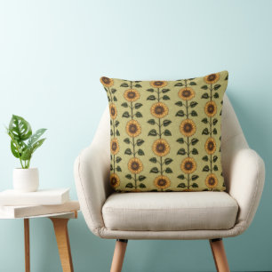 Realistische Sonnenblume und Heuschrecken Kissen