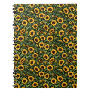 Realistische Sonnenblumen-Botanik-Kunst Notizblock