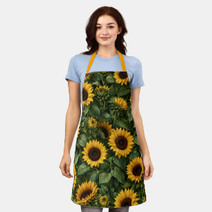 Realistische Sonnenblumen-Botanik-Kunst Schürze