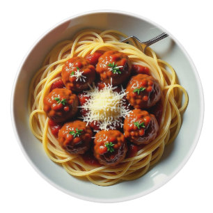 Realistische Spaghetti und Fleischbällchen-Küche Keramikknauf