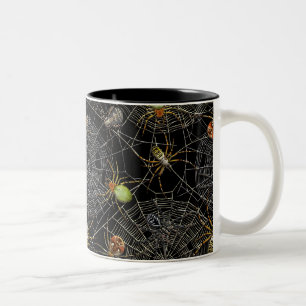 Realistische Spiders Webmuster Zweifarbige Tasse
