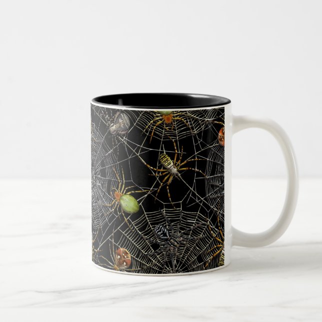Realistische Spiders Webmuster Zweifarbige Tasse (Rechts)