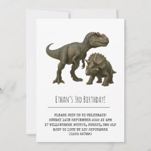 Realistische T-Rex und Triceratops Dinosaur Birthd Einladung