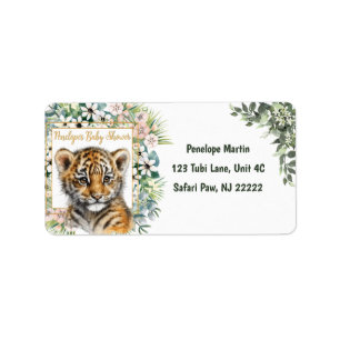 Realistische Tiger Cub Gender Neutral Baby Dusche Adressaufkleber