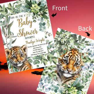 Realistische Tiger Cub Gender Neutral Baby Dusche Einladung