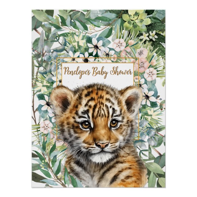 Realistische Tiger Cub Gender Neutral Baby Dusche Poster (Vorderseite)