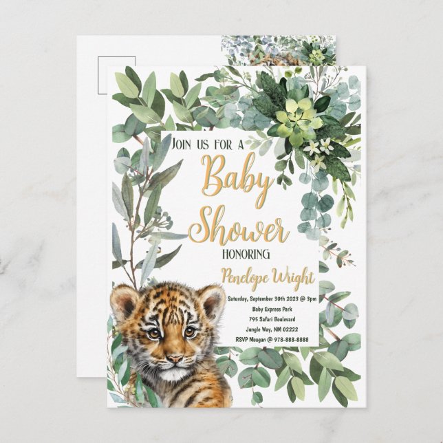 Realistische Tiger Cub Gender Neutral Baby Dusche Postkarte (Vorne/Hinten)