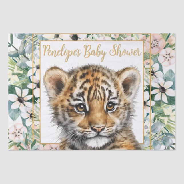 Realistische Tiger Cub Gender Neutral Baby Dusche Seidenpapier (Vorderseite)