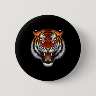 Realistische Tiger Roaring Face Animal Liebhaber Button