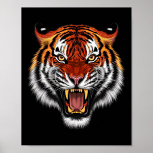 Realistische Tiger Roaring Face Animal Liebhaber Poster