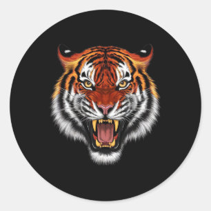 Realistische Tiger Roaring Face Animal Liebhaber Runder Aufkleber