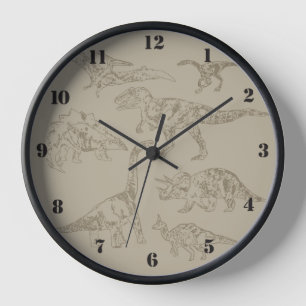 Realistische Vintage-Dinosaurier-Zeichnungen Uhr