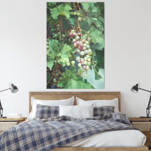 Realistische Weinrebe mit Blättern – Fine Art Leinwanddruck