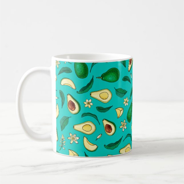 Realistischer Avocado. Nahtloses Muster. Sommer ex Kaffeetasse (Links)