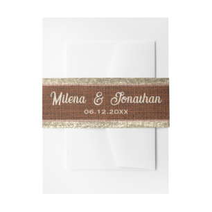 Realistischer Burlap Rustic Gold & Chocolate Brown Einladungsbanderole