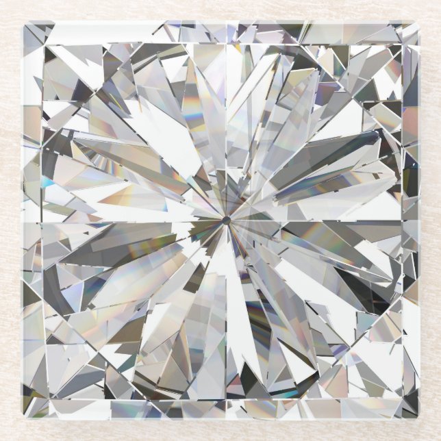 Realistischer Diamant: 3D-Nah-Up Glasuntersetzer (Vorderseite)