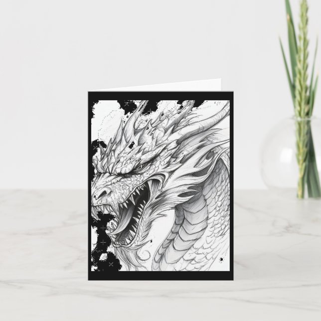 Realistischer Drache Zeichnend Sticker Karte (Vorderseite)